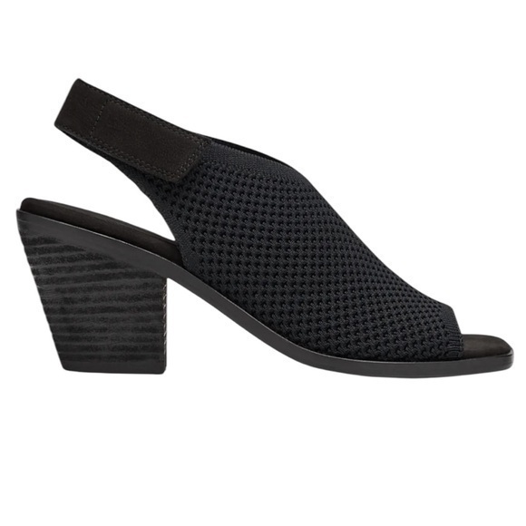 Eileen Fisher Avil Black Knit Slingback Block Heel Open Toe Sandal Women Size 10 - Picture 1 of 9